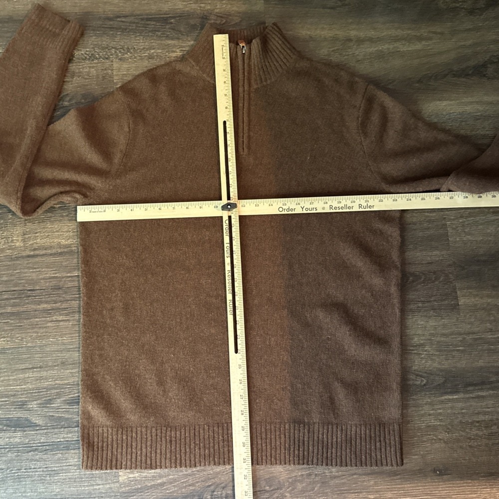 J Crew Sweater Mens Size XLT Brown Lambswool 1/4 Zip Pullover Classic Neutral‎ - Picture 7 of 8
